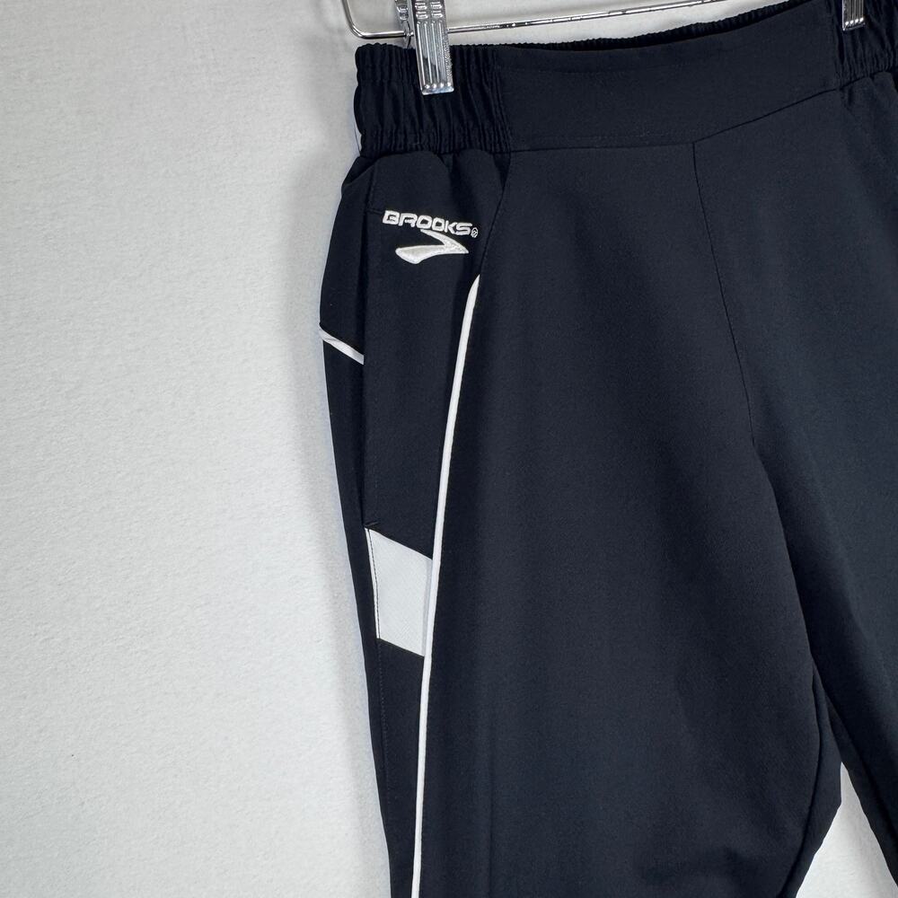 Brooks Running Pants Womens Small Long Black White Zip Ankle Track Pants 39" - Picture 2 of 13